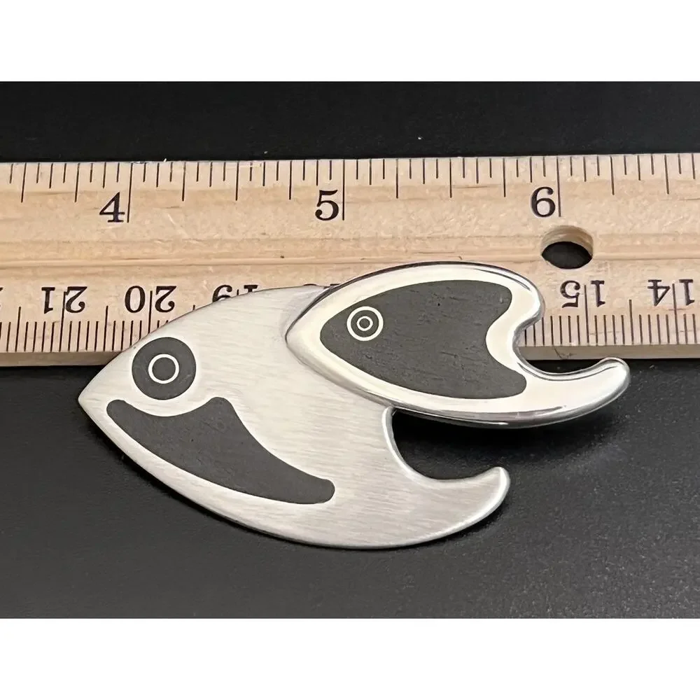 Vintage Erik Magnussen Denmark Sterling Silver Pisces Fish Brooch No. 40 RARE